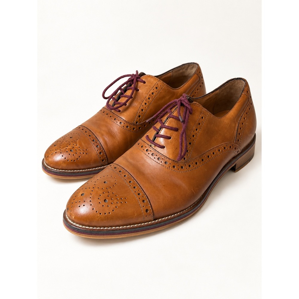 Johnston & Murphy Conard Tan Leather Cap Toe Brogue Oxford Shoes 11M 20-8682